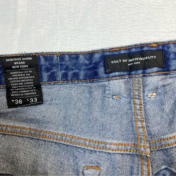Cult of Individuality Rocked Slim Patches Jeans 38x33 - Picture 12 of 13